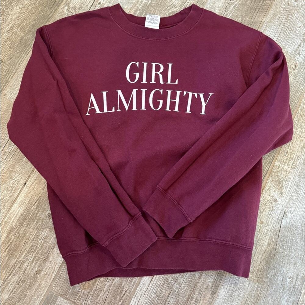 "Girl Almighty" Maroon Crewneck Sweatshirt - Size Small